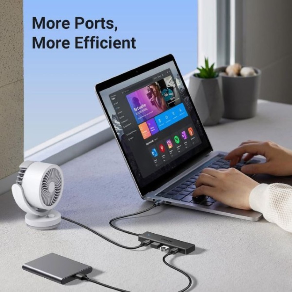 Концентратор Ugreen USB 3.0 to 4хUSB 3.0 0.15m Space Gray CM219 (25851) 98_98.jpg - фото 4