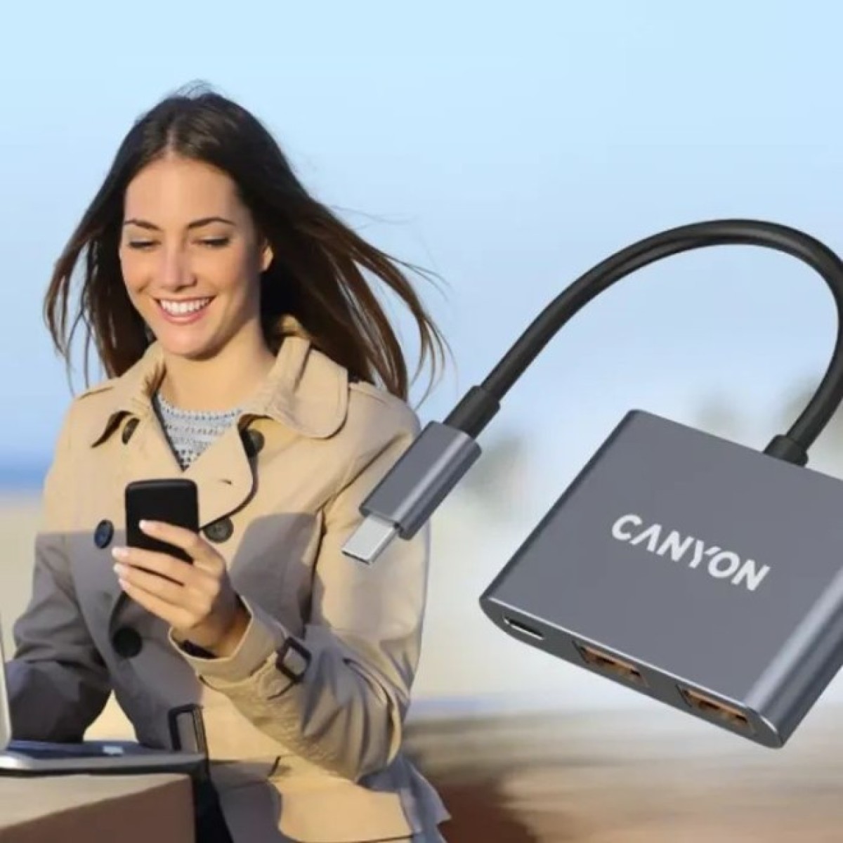 Концентратор Canyon hub DS-3 3in1 USB-C Dark Grey (CNS-TDS3) 98_98.jpg - фото 7