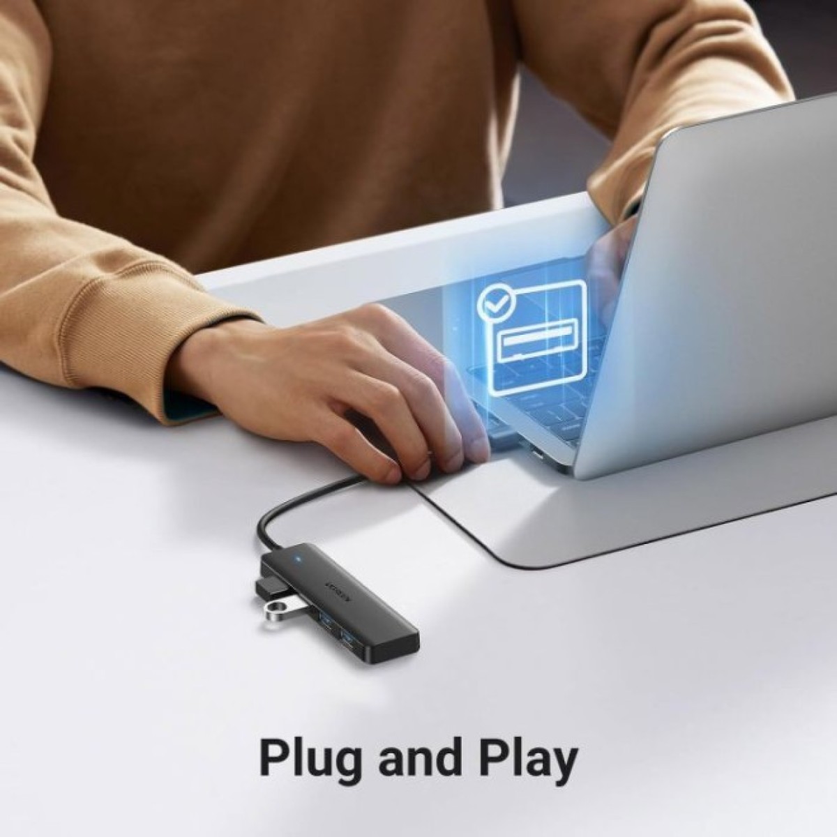 Концентратор Ugreen USB 3.0 to 4хUSB 3.0 0.15m Space Gray CM219 (25851) 98_98.jpg - фото 5