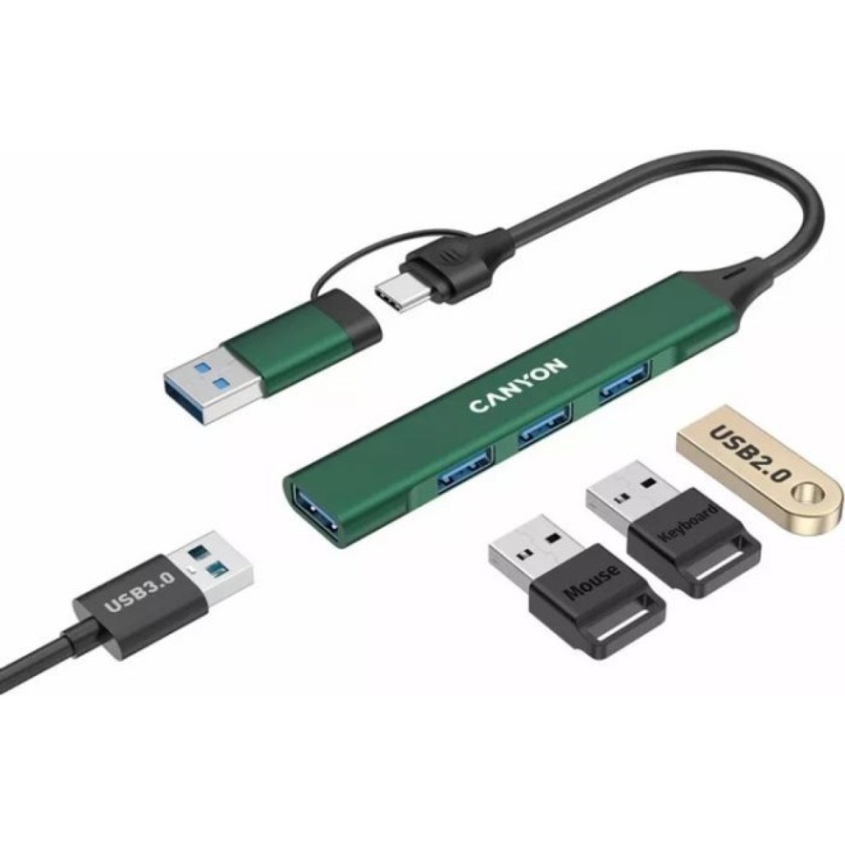 Концентратор Canyon hub DS-02 4in1 USB-A/C Green (CNS-TDS02GR) 98_98.jpg - фото 5