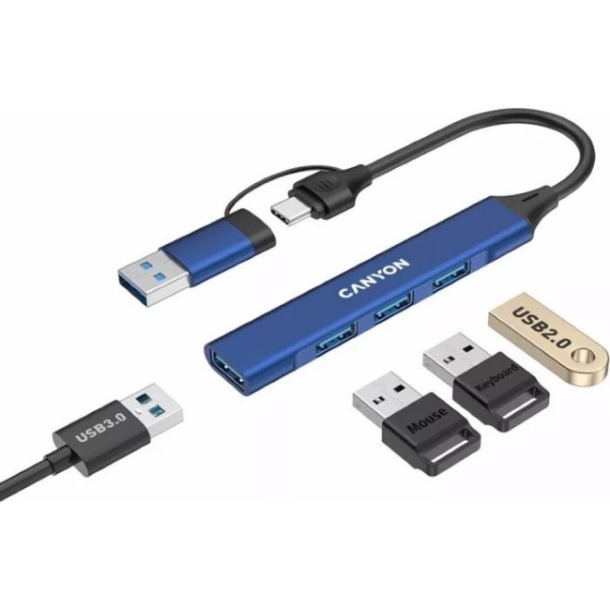 Концентратор Canyon hub DS-02 4in1 USB-A/C Blue (CNS-TDS02BL) 98_98.jpg - фото 4