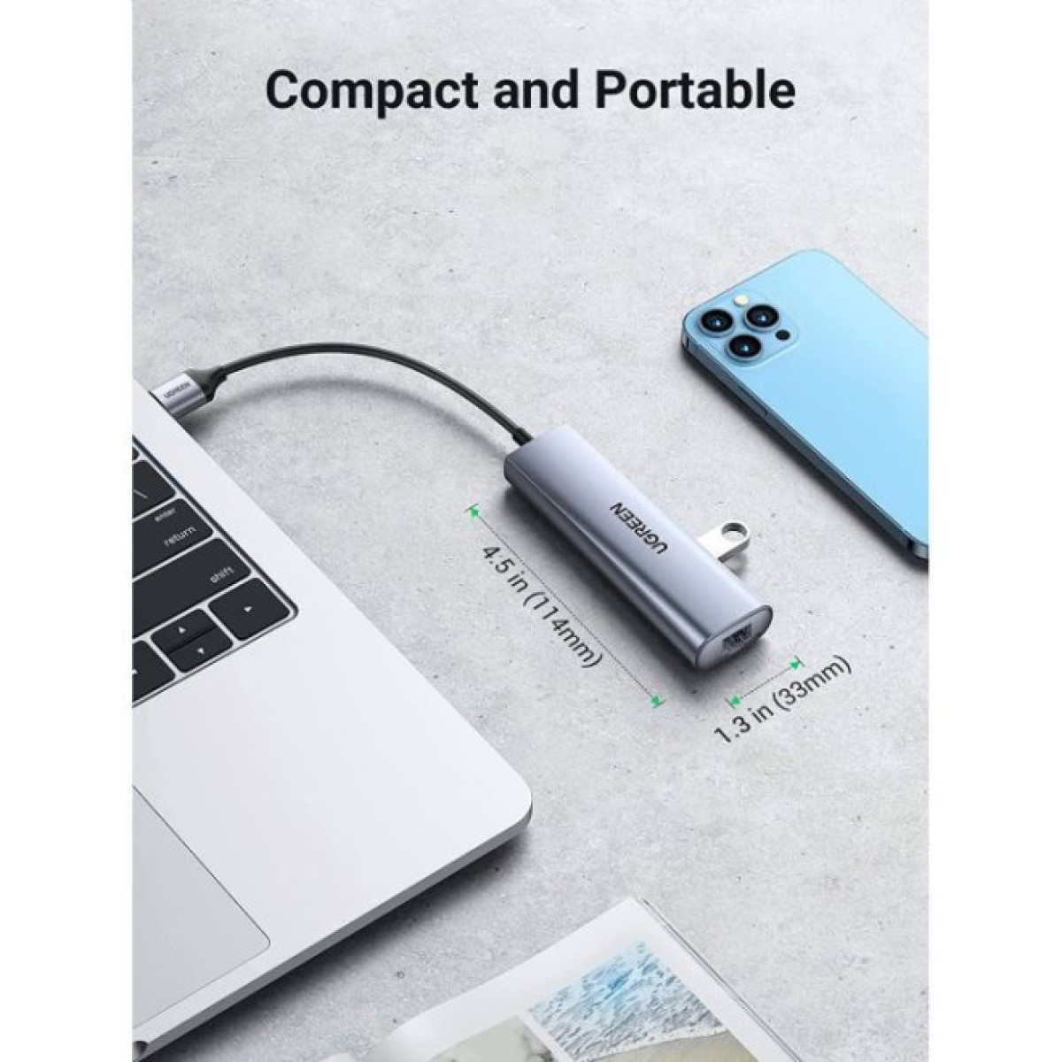 Концентратор Ugreen USB 3.0 to 3xUSB 3.0/RJ45/Micro USB CM266 Gray (60812) 98_98.jpg - фото 3