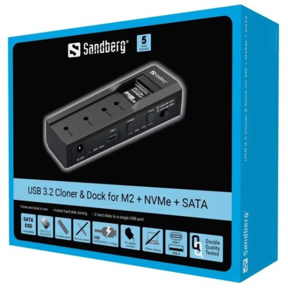 Концентратор Sandberg USB3.2 Type-C toSSD M2/NVMe SATA Cloner & Dock Sandberg (136-49) 98_98.jpg - фото 6