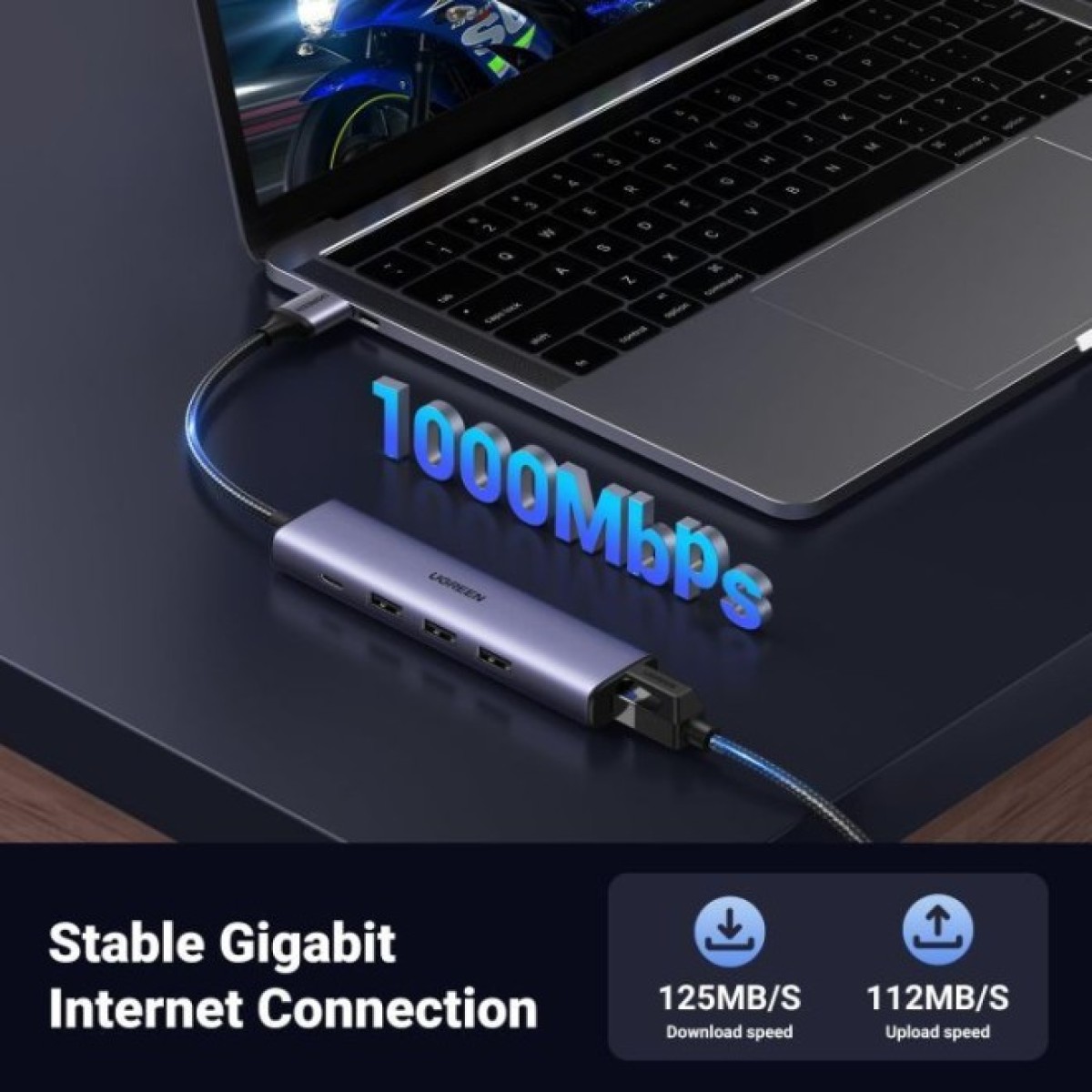 Концентратор Ugreen USB 3.0 to 3хUSB 3.0/Type-C+RJ45(1000M) Ethernet 5in1 CM475 (60554) 98_98.jpg - фото 6
