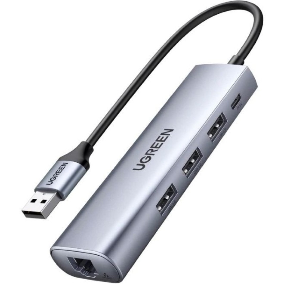 Концентратор Ugreen USB 3.0 to 3xUSB 3.0/RJ45/Micro USB CM266 Gray (60812) 256_256.jpg
