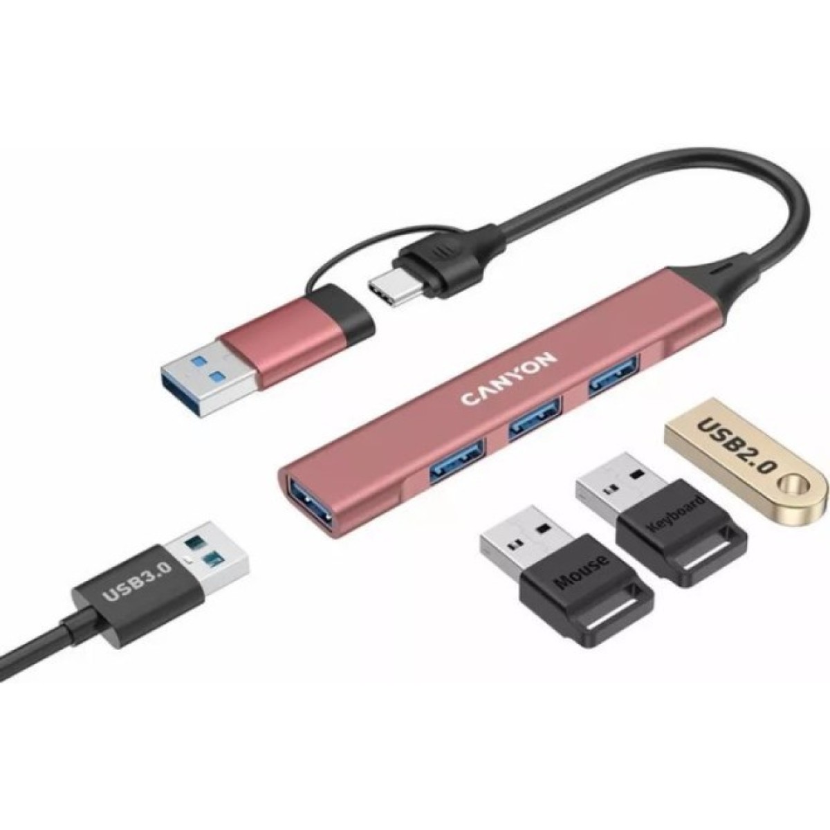 Концентратор Canyon hub DS-02 4in1 USB-A/C Pink (CNS-TDS02P) 98_98.jpg - фото 4