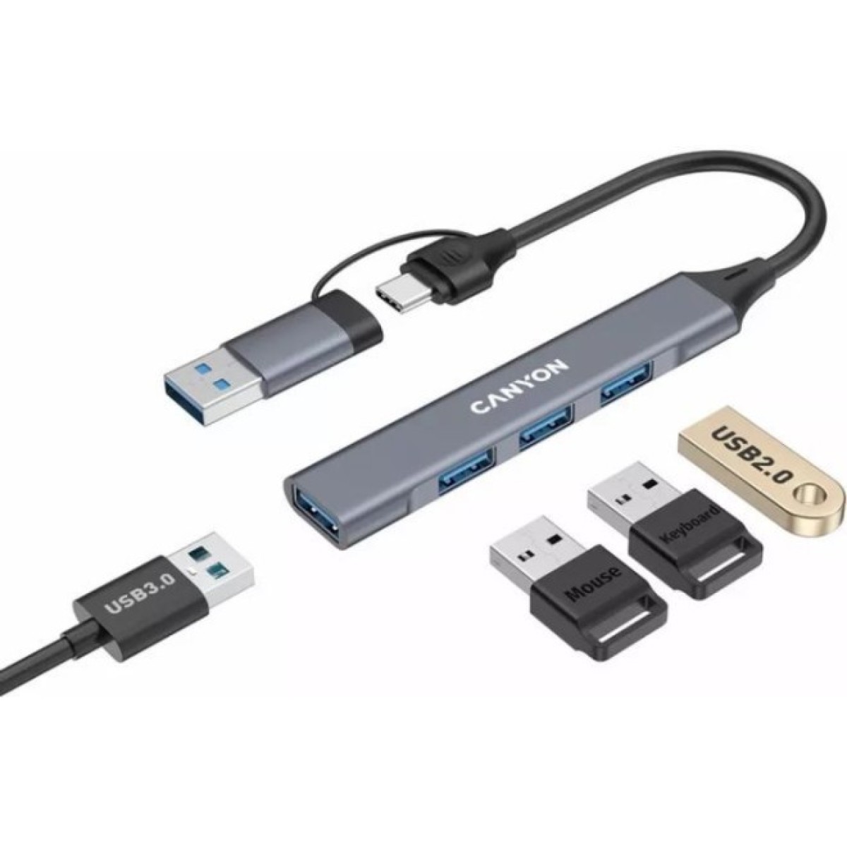 Концентратор Canyon hub DS-02 4in1 USB-A/C Grey (CNS-TDS02G) 98_98.jpg - фото 5