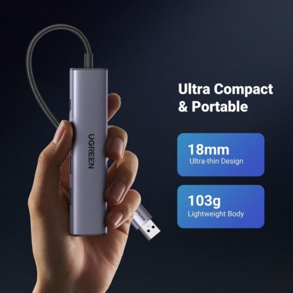 Концентратор Ugreen USB 3.0 to 3хUSB 3.0/Type-C+RJ45(1000M) Ethernet 5in1 CM475 (60554) 98_98.jpg - фото 7