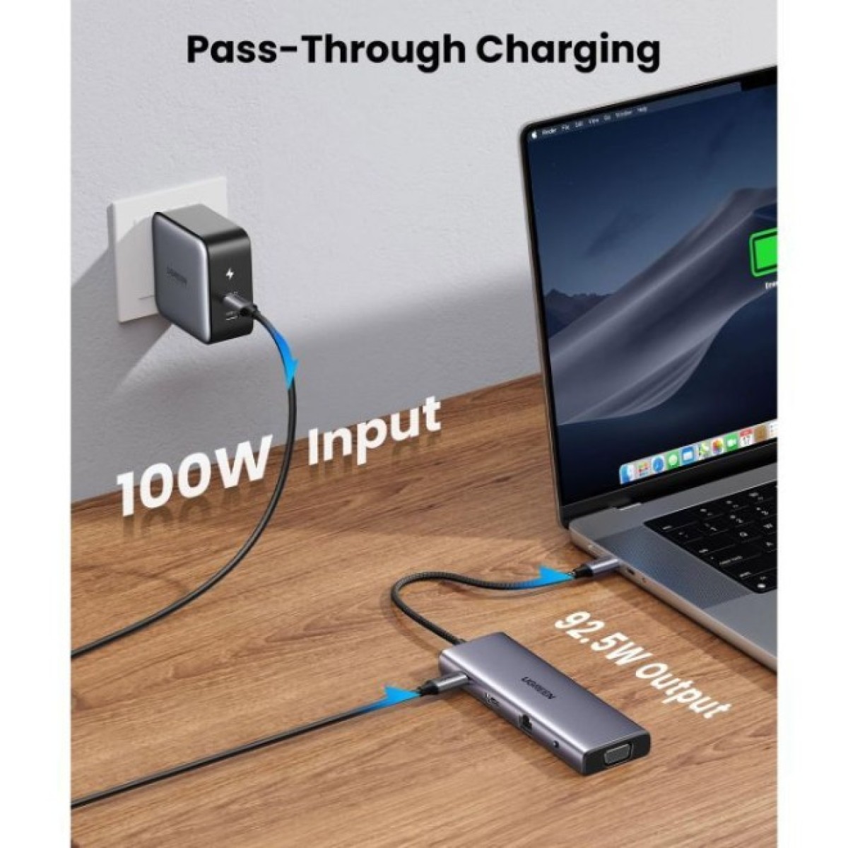 Концентратор Ugreen USB3.1 Type-C to HDMI/VGA/USB 3.0х3/RJ45/SD/TF/PD/35мм TRRS 100W 10-in-1 (15601) 98_98.jpg - фото 10