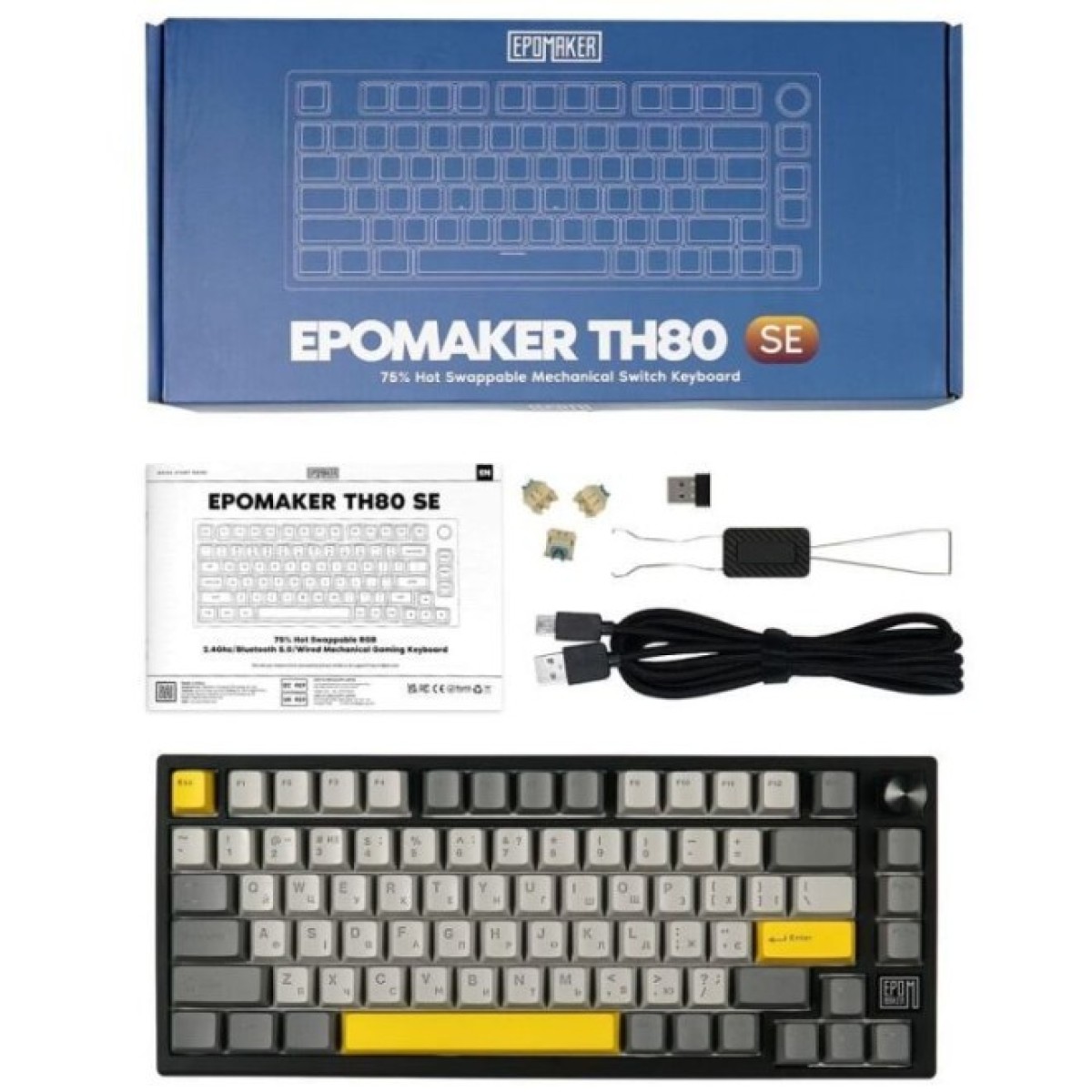 Клавиатура Epomaker TH80 SE 75 Budgerigar V2 Switch Hot-Swap RGB Wireless/Bluetooth/USB UA Black (TH80-SE-B-BV2) 98_98.jpg - фото 3