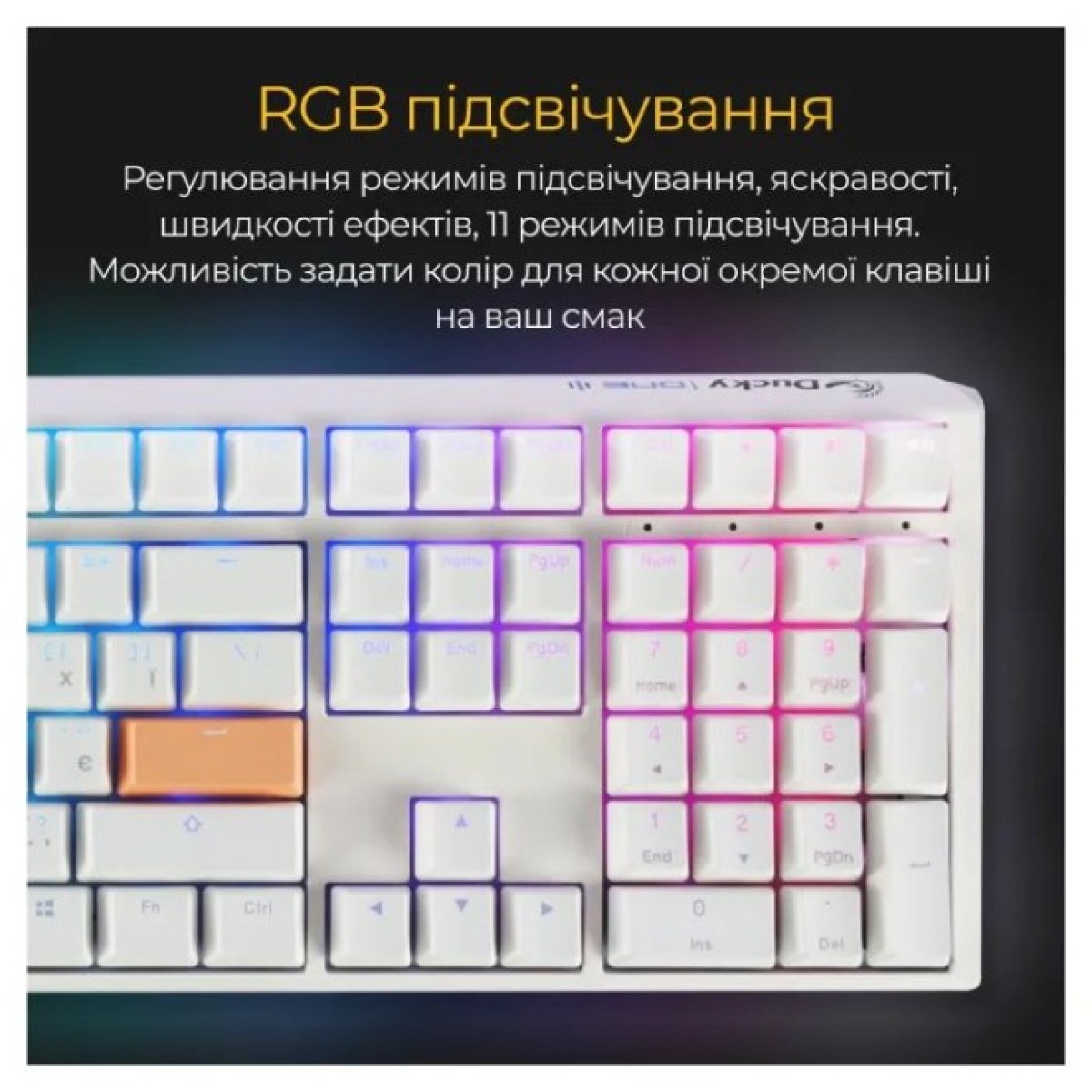 Клавиатура Ducky One 3 Cherry MX Blue RGB UA USB White (DKON2108ST-CUAPXPWWWSC1) 98_98.jpg - фото 9