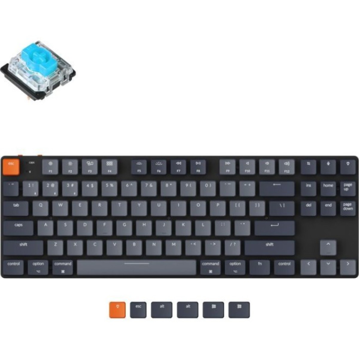 Клавиатура Keychron K1SE Gateron Blue Low Profile White Led Bluetooth/USB UA Black (K1SEA2_KEYCHRON) 98_98.jpg - фото 3
