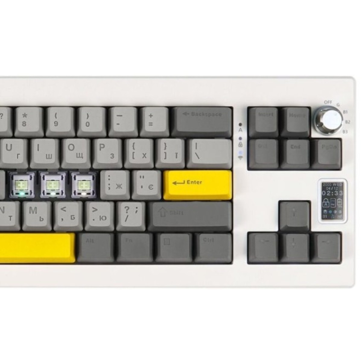 Клавиатура Epomaker Shadow-X 70 Wisteria Linear Switch Hot-Swap LCD Screen RGB Wireless/Bluetooth/USB UA White (SHX-W-WL) 98_98.jpg - фото 7
