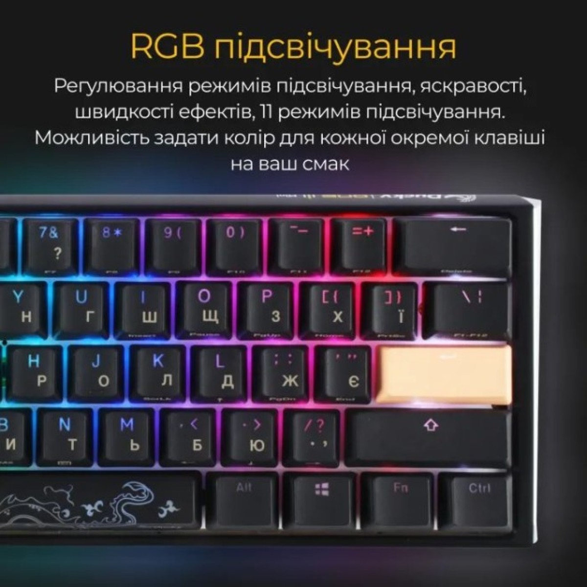 Клавиатура Ducky One 3 Mini Cherry MX Red RGB UA USB Black (DKON2161ST-RUAPXCLAWSC1) 98_98.jpg - фото 10