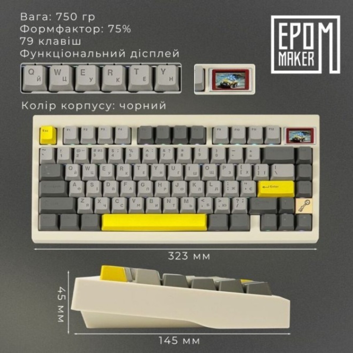 Клавіатура Epomaker TH80 Pro V2 75 Wisteria Tactile Switch Hot-Swap LCD Screen RGB Wireless/Bluetooth/USB UA White (TH80-PROV2-W-WT) 98_98.jpg - фото 7