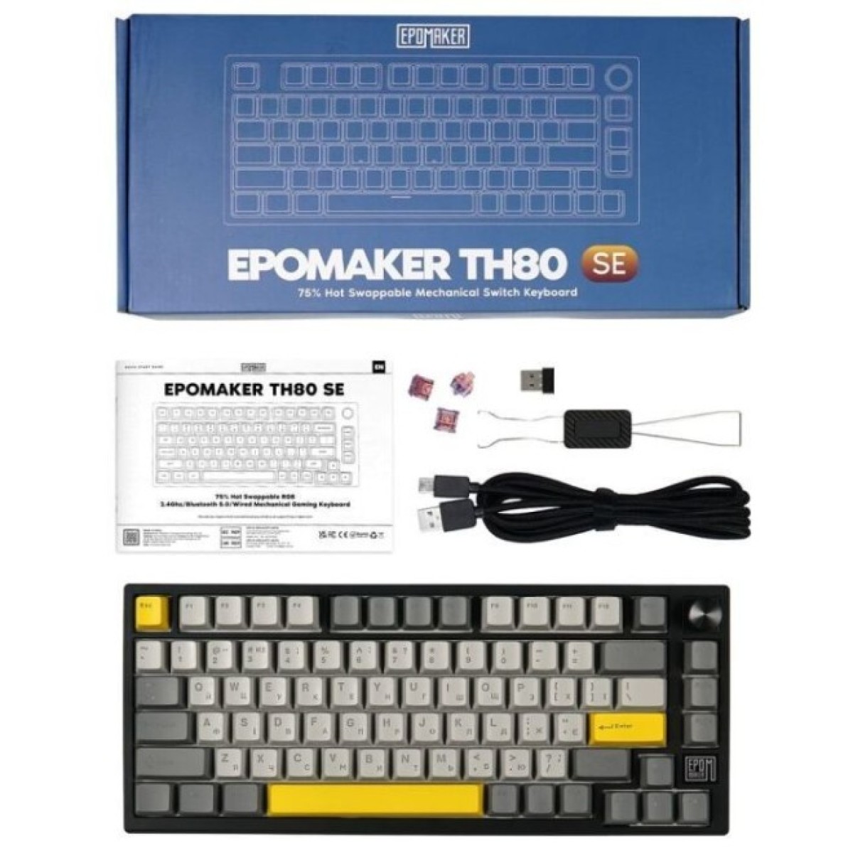 Клавиатура Epomaker TH80 SE 75 Flamingo Switch Hot-Swap RGB Wireless/Bluetooth/USB UA Black (TH80-SE-B-F) 98_98.jpg - фото 12