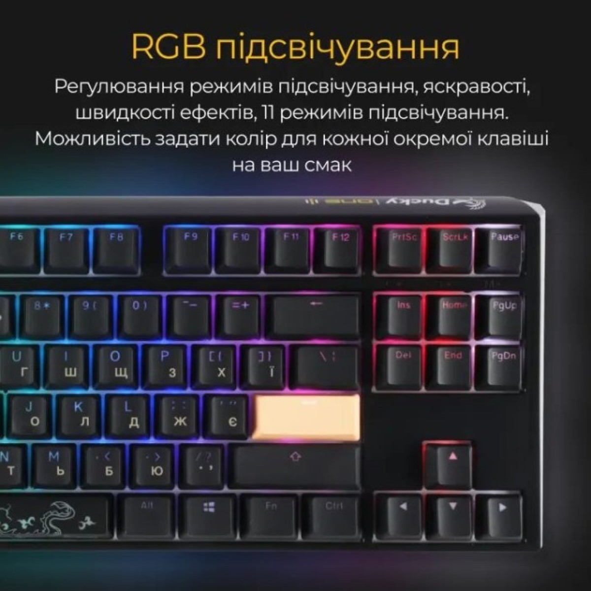 Клавиатура Ducky One 3 TKL Cherry MX Red RGB UA USB Black (DKON2187ST-RUAPXCLAWSC1) 98_98.jpg - фото 11