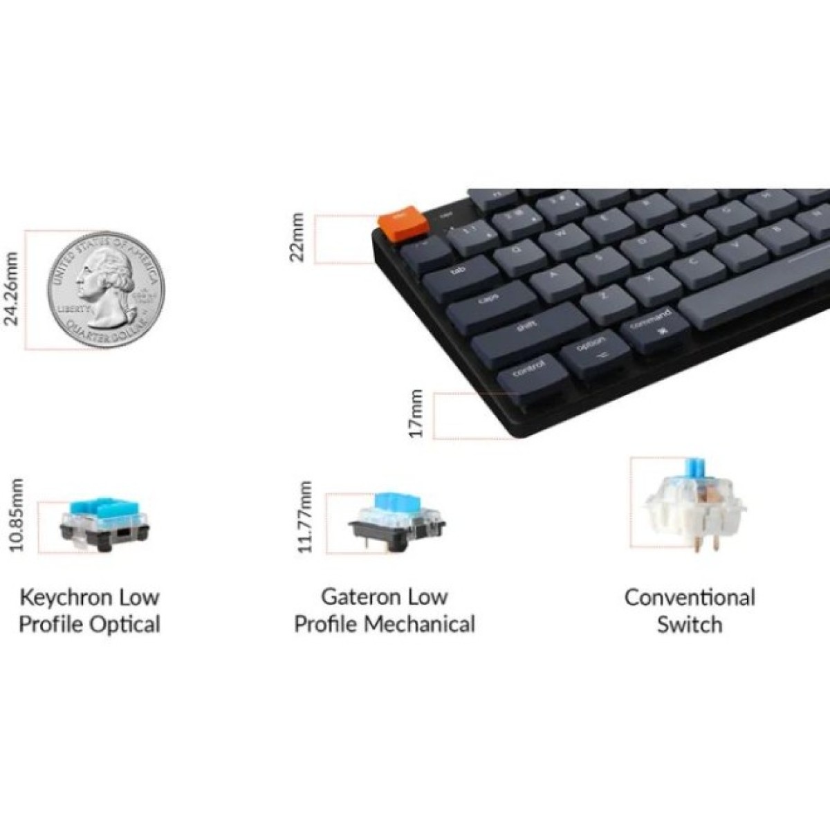 Клавиатура Keychron K1SE Gateron Brown Low Profile White Led Bluetooth/USB UA Black (K1SEA3_KEYCHRON) 98_98.jpg - фото 8