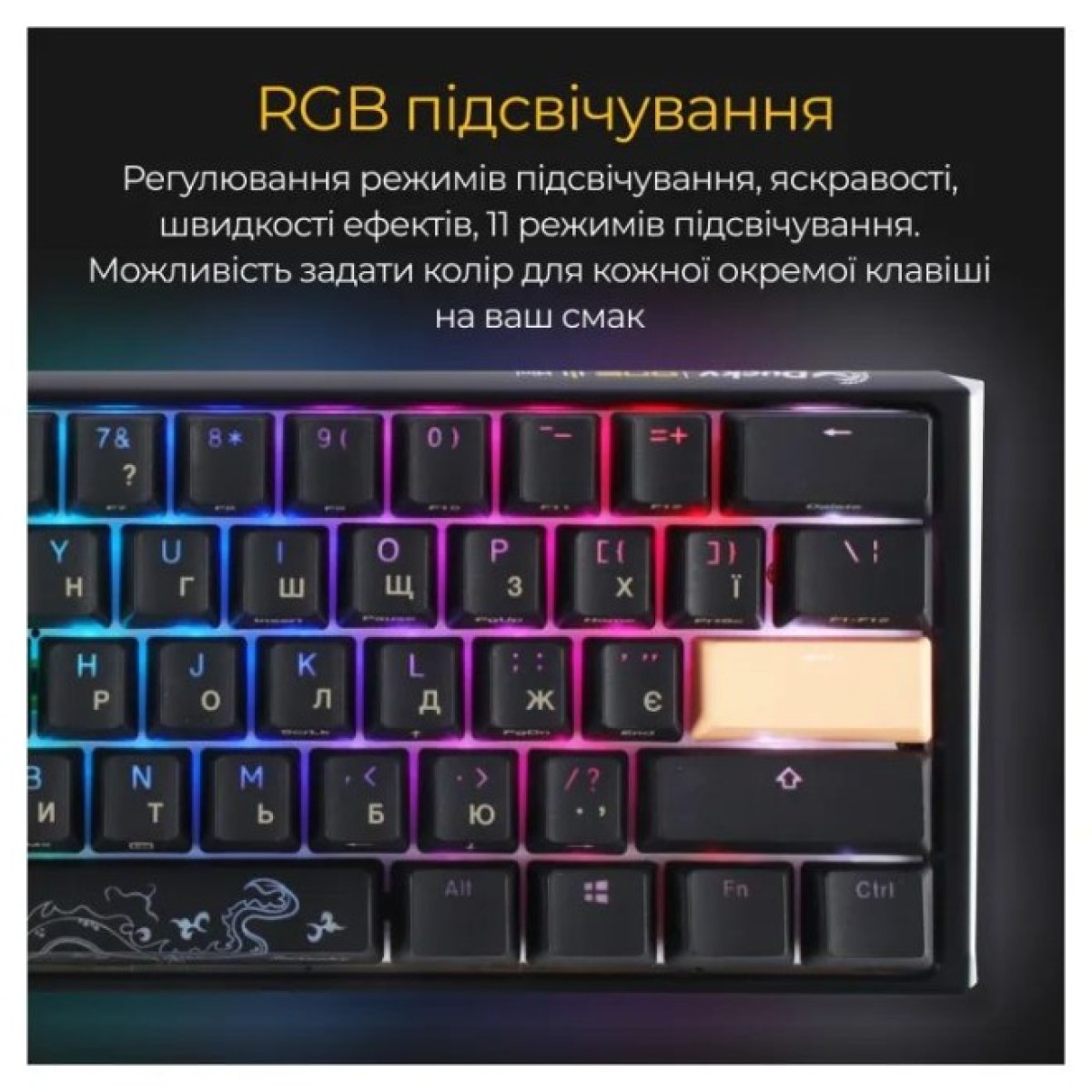 Клавиатура Ducky One 3 Mini Cherry MX Speed Silver RGB UA USB Black (DKON2161ST-PUAPXCLAWSC1) 98_98.jpg - фото 12