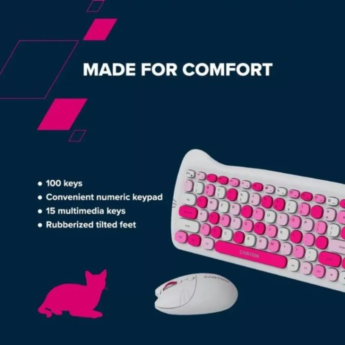 Комплект Canyon HSET-W6 Kitty Edition Wireless UA Pink (CNS-HSETW6PK) 98_98.jpg - фото 4