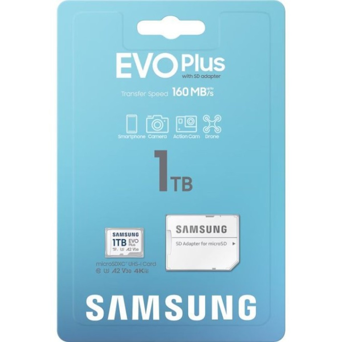 Карта пам'яті Samsung 1TB microSDXC Class UHS-I U3 V30 A2 EVO Plus + SD Adapter (MB-MC1T0SA/EU) 98_98.jpg - фото 2