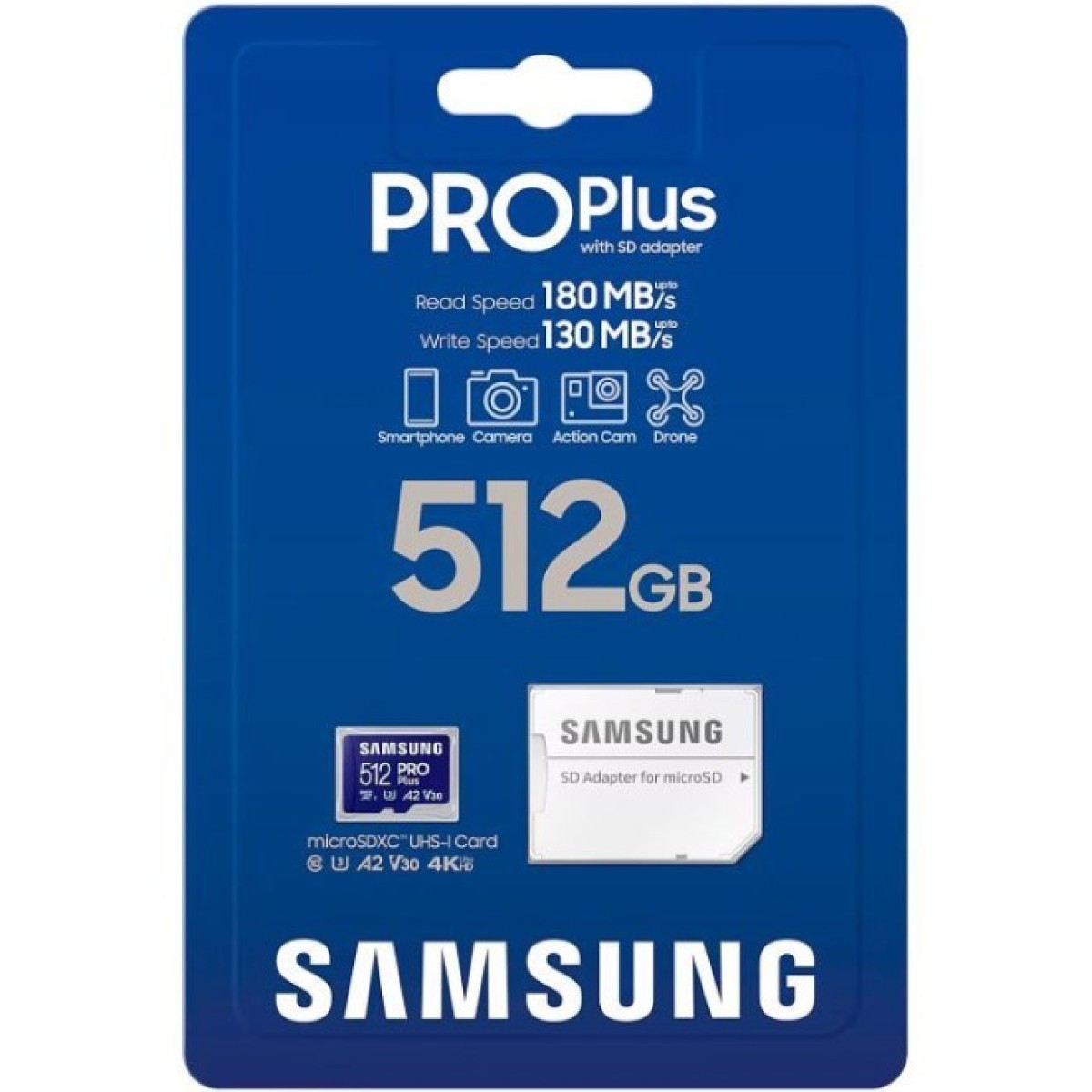 Карта памяти Samsung 512 GB microSDXC Pro Plus UHS-I U3 V30 A2 Class 10 + SD-adap (MB-MD512SA/EU) 98_98.jpg - фото 3