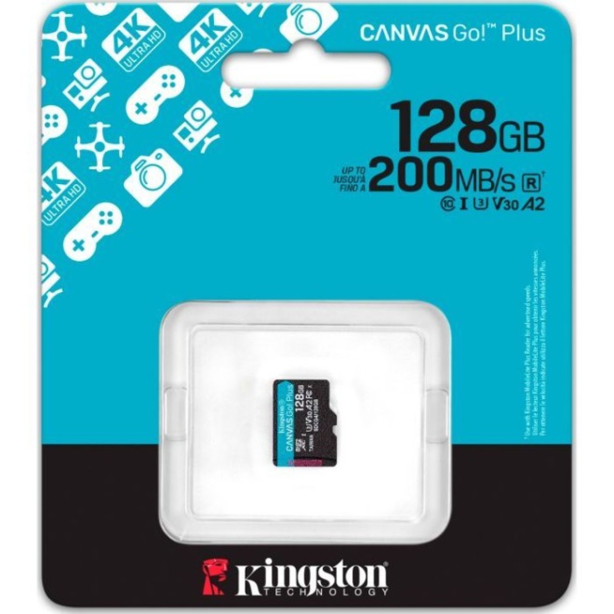 Карта памяти Kingston 128GB microSDXC сlass 10 UHS-I U3 V30 A2 Canvas Go Plus G4 (SDCG4/128GBSP) 98_98.jpg - фото 2