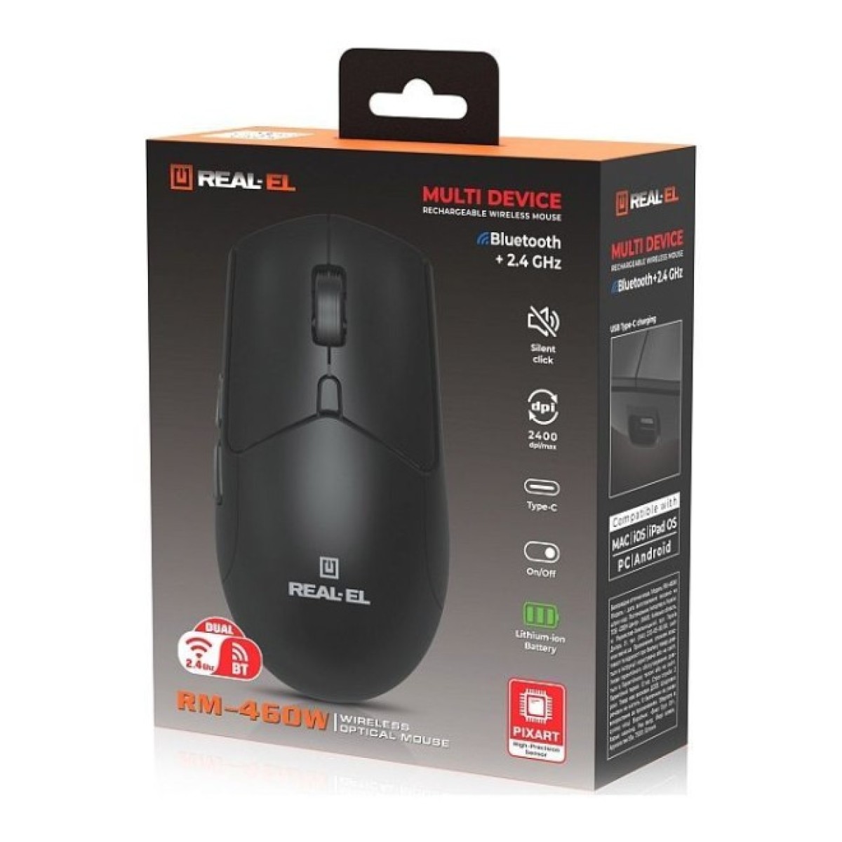 Мышка REAL-EL RM-460W Wireless/Bluetooth Black (EL123200048) 98_98.jpg - фото 3