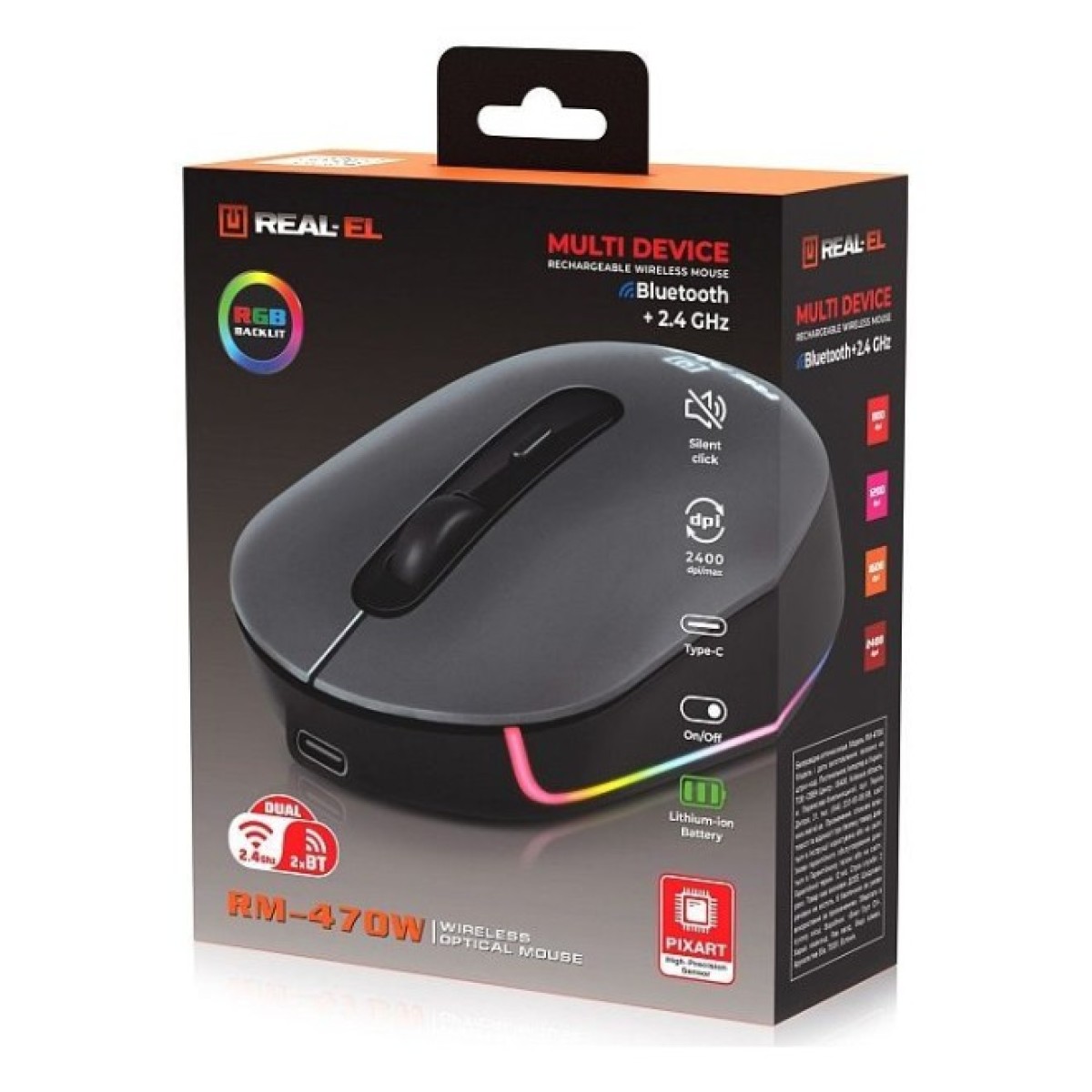 Мышка REAL-EL RM-470W Wireless/Bluetooth Dark Gray (EL123200049) 98_98.jpg - фото 4