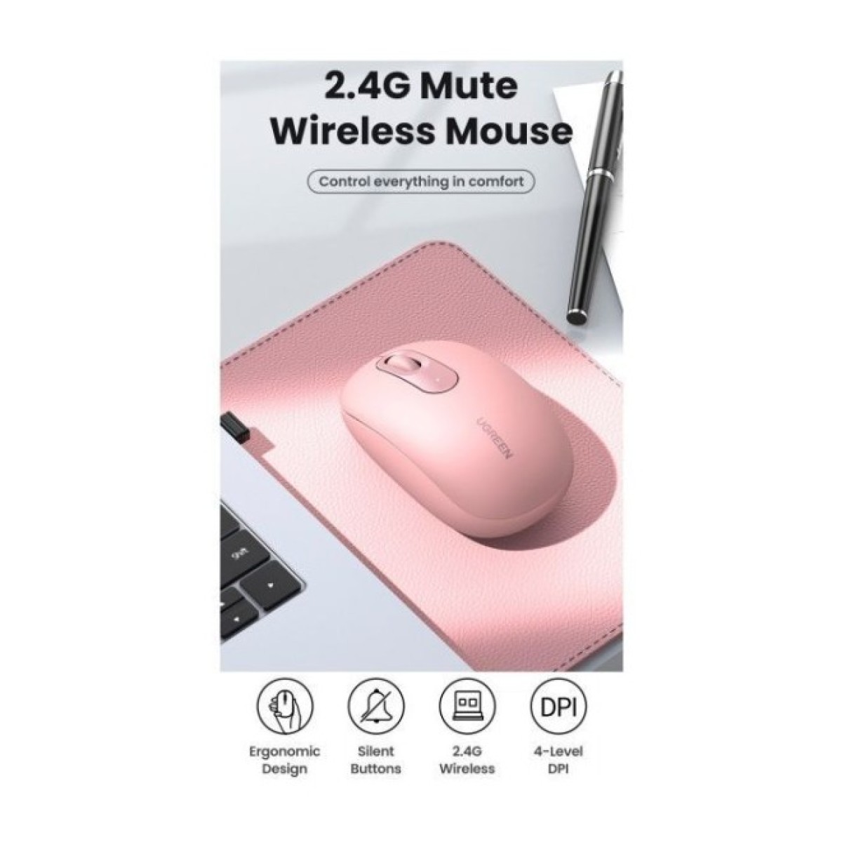 Мышка Ugreen MU105 Wireless Pink (90686) 98_98.jpg - фото 8
