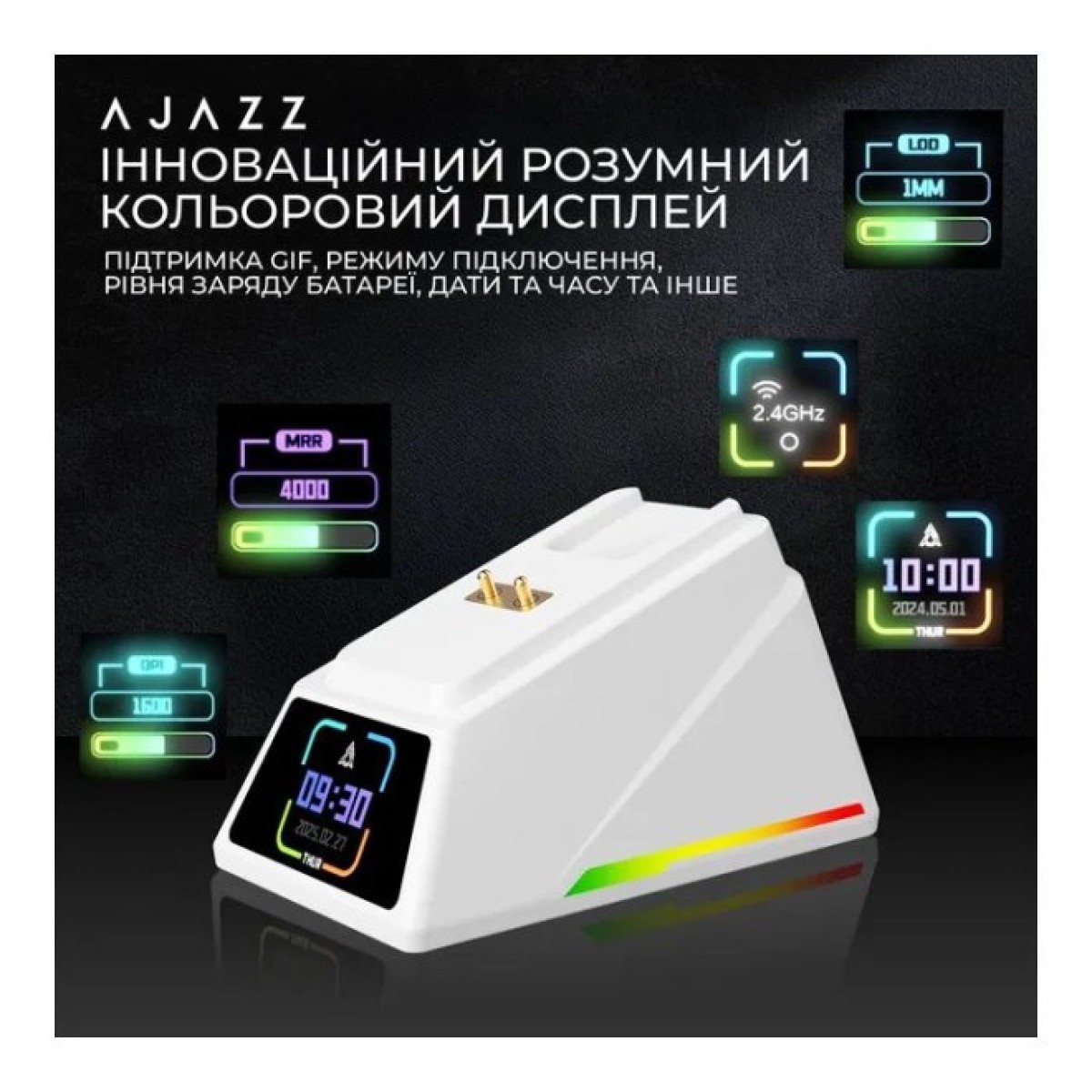 Мышка Ajazz AJ159 APEX Wireless/Bluetooth/USB White (AJM159-A-W) 98_98.jpg - фото 8