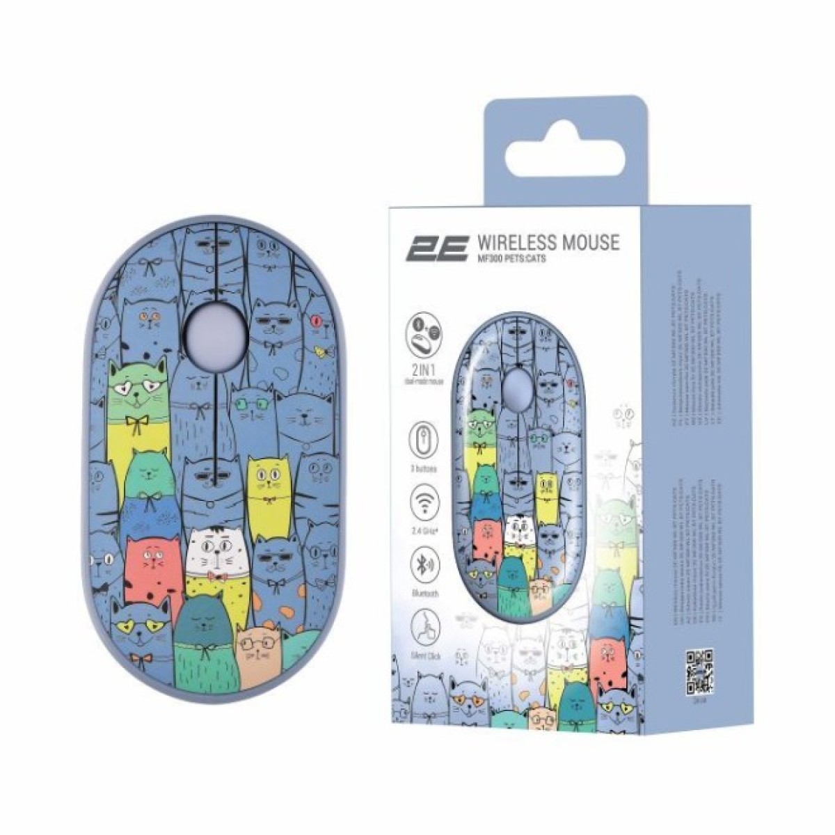 Мышка 2E MF300 PETSCATS Silent Wireless/Bluetooth Blue (2E-MF300WPETSBL) 98_98.jpg - фото 2