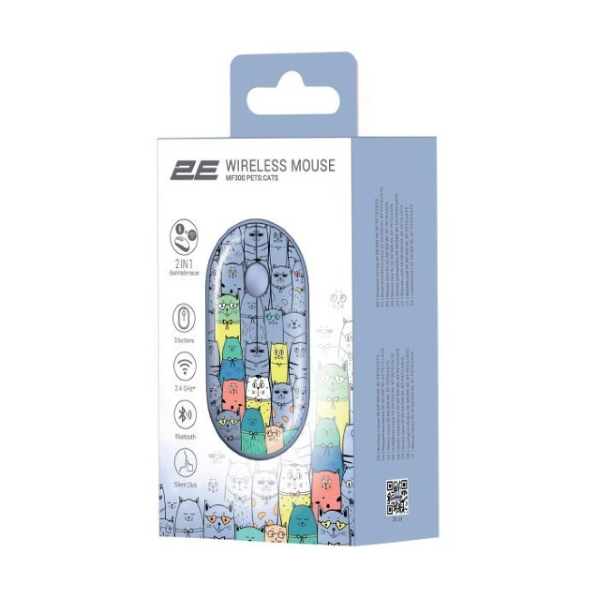 Мышка 2E MF300 PETSCATS Silent Wireless/Bluetooth Blue (2E-MF300WPETSBL) 98_98.jpg - фото 3
