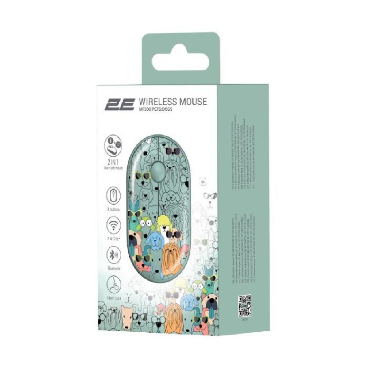 Мышка 2E MF300 PETSDOGS Silent Wireless/Bluetooth Green (2E-MF300WPETSGN) 98_98.jpg - фото 4