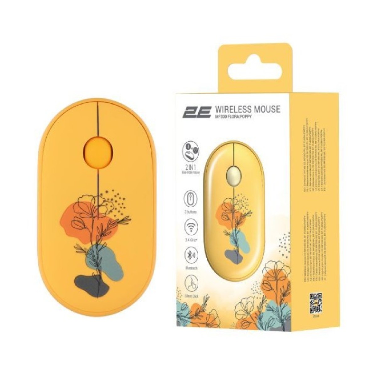 Мышка 2E MF300 FLORAPOPPY Silent Silent Wireless/Bluetooth Yellow (2E-MF300WFLORAYW) 98_98.jpg - фото 2
