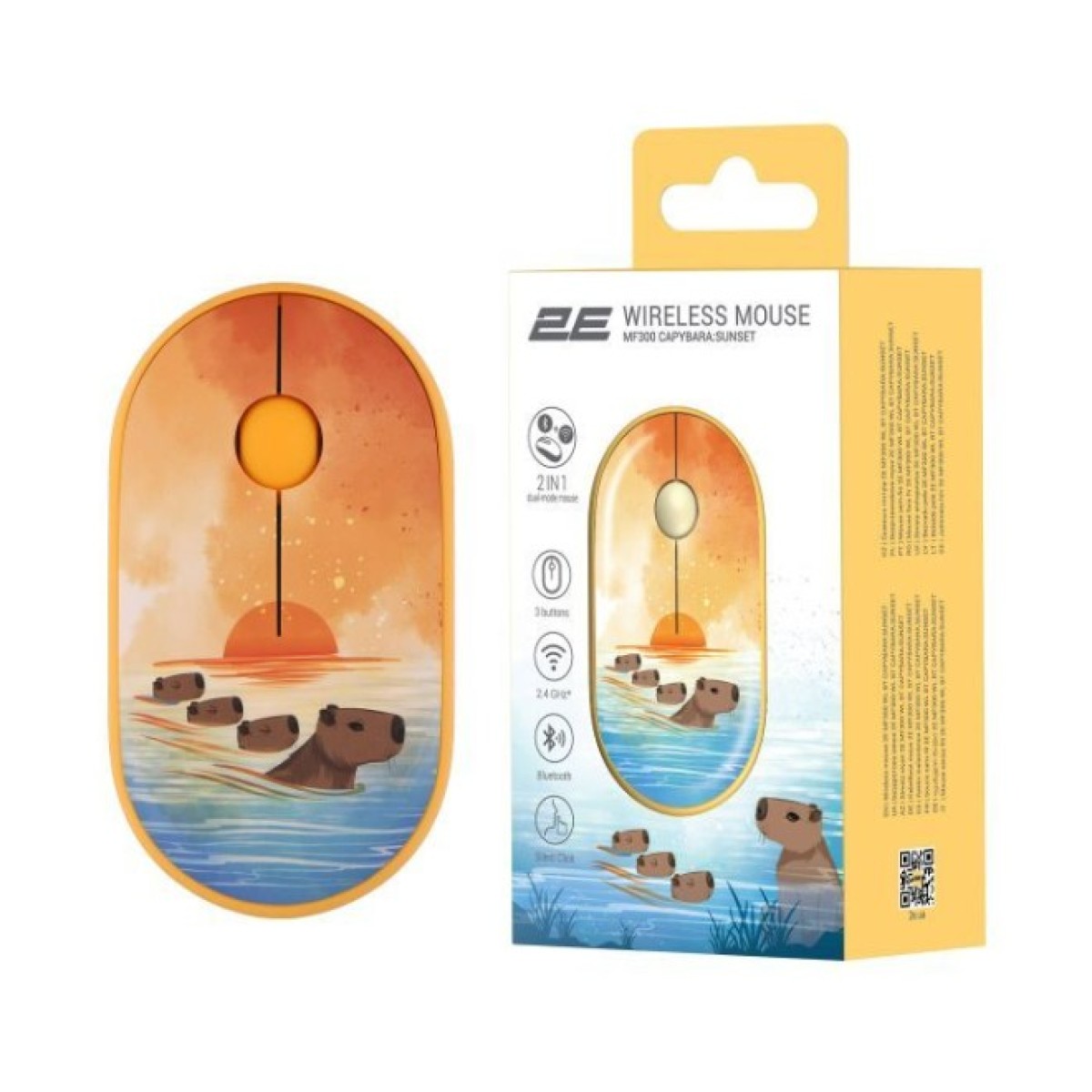 Мышка 2E MF300 CAPYBARASUNSET Silent Wireless/Bluetooth Yellow (2E-MF300WCAPIBARAYW) 98_98.jpg - фото 3