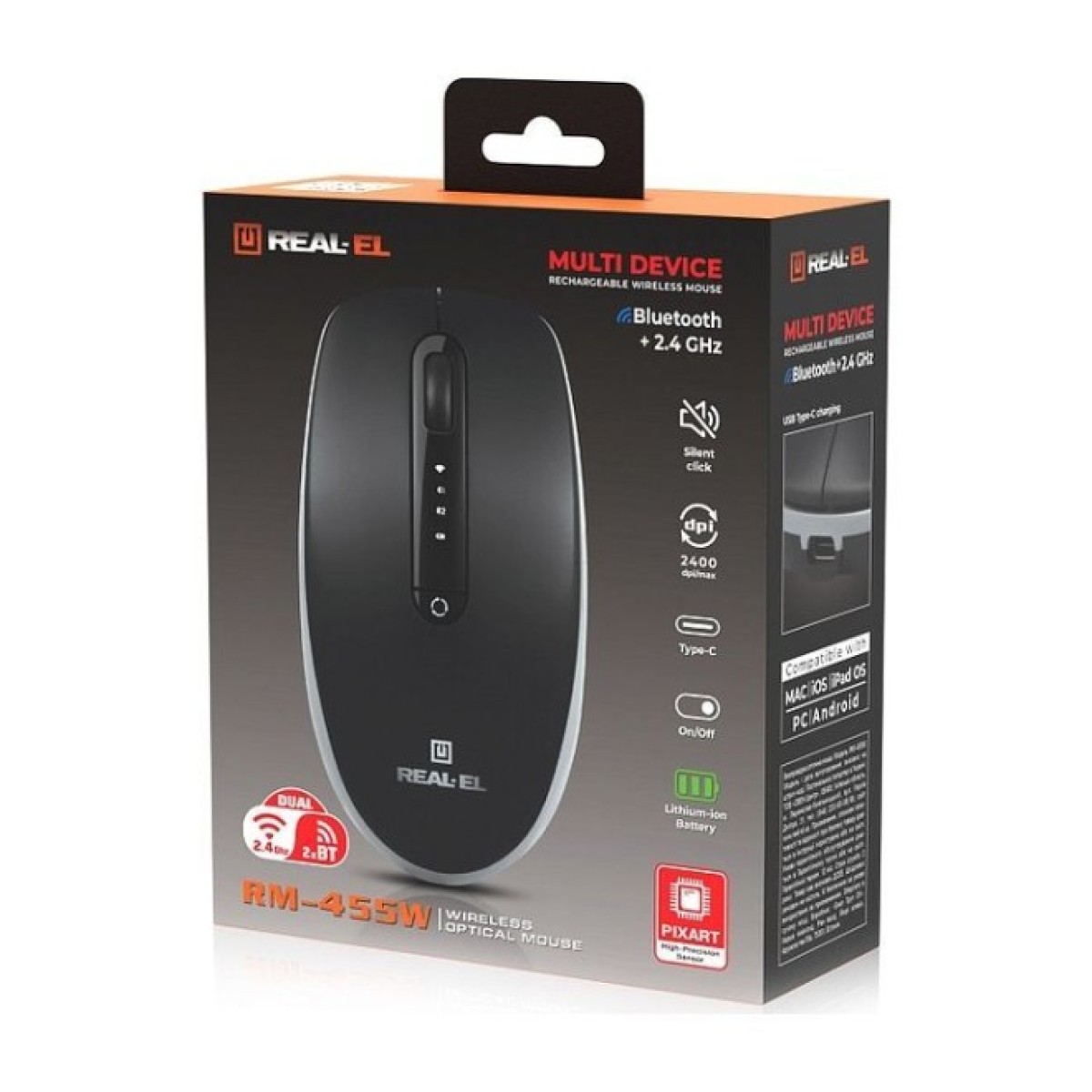 Мышка REAL-EL RM-455W Wireless/Bluetooth Black/Gray (EL123200047) 98_98.jpg - фото 11
