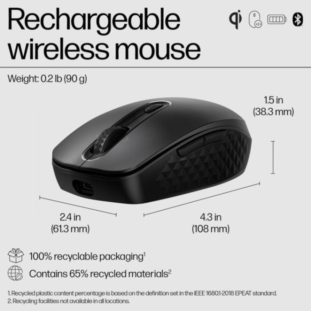 Мышка HP 690 Rechargeable Bluetooth Black (7M1D4AA) 98_98.jpg - фото 12