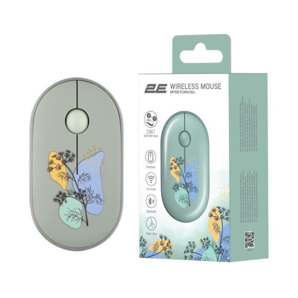 Мышка 2E MF300 FLORADILL Silent Wireless/Bluetooth Green (2E-MF300WFLORAGN) 98_98.jpg - фото 7