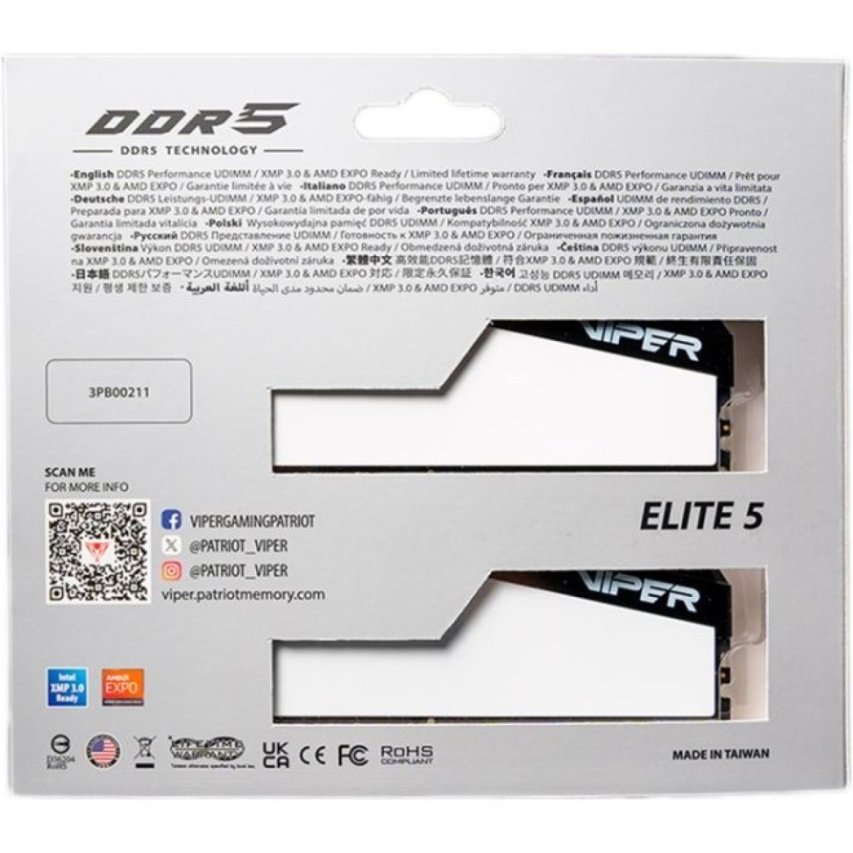 Модуль памяти для компьютера DDR5 32GB (2x16GB) 5600 MHz Viper Elite 5 Patriot (VEB532G5636KW) 98_98.jpg - фото 2