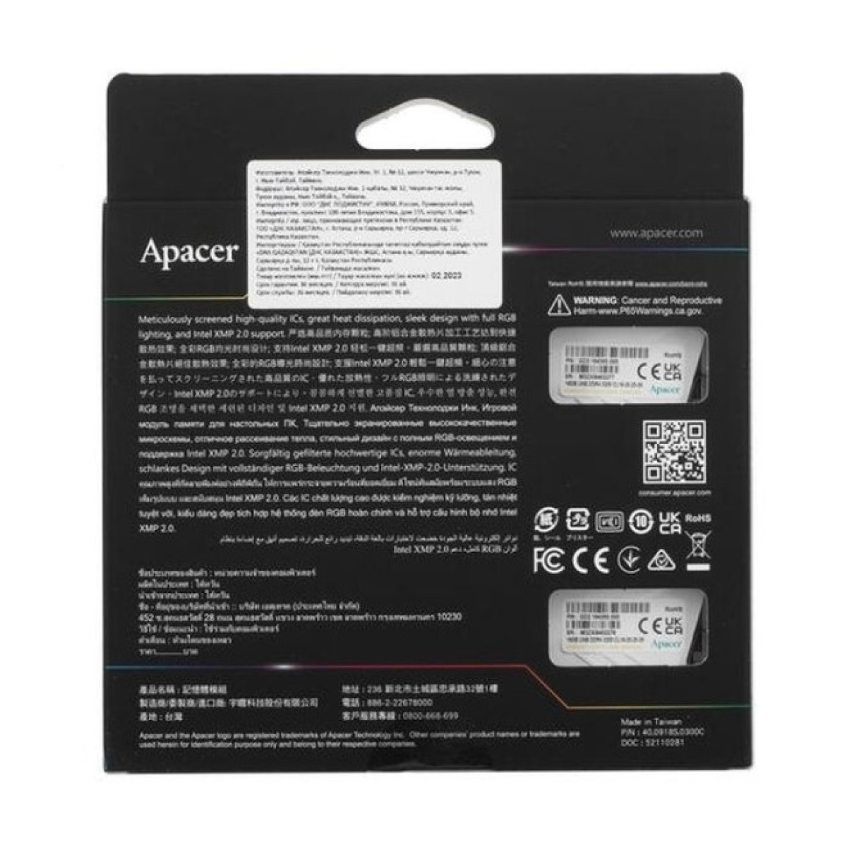 Модуль пам'яті для комп'ютера DDR4 16GB (2x8GB) 3200 MHz NOX RGB White Apacer (AH4U16G32C28YNWAA-2) 98_98.jpg - фото 3