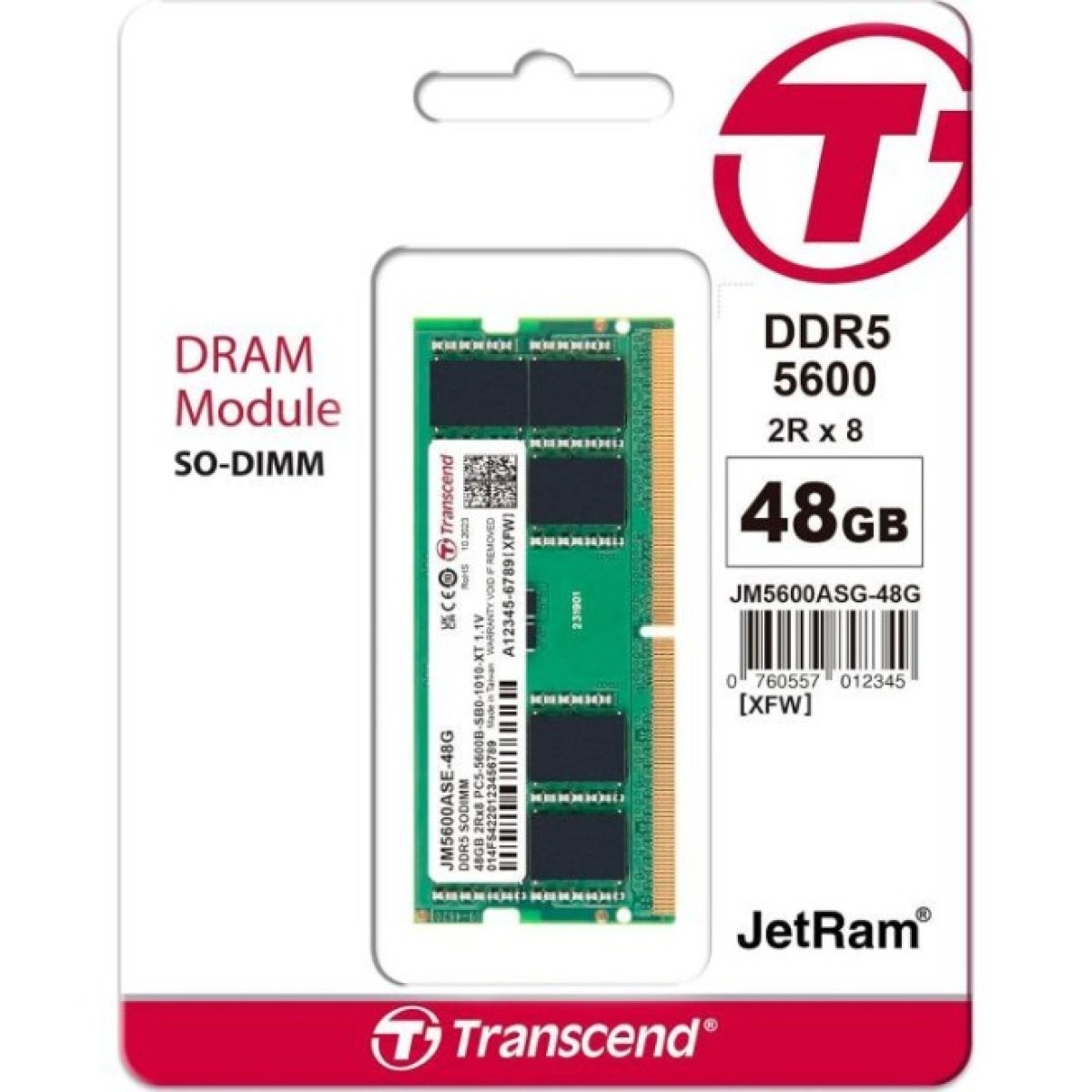 Модуль пам'яті для ноутбука SoDIMM DDR5 48GB 5600 MHz Transcend (JM5600ASE-48G) 98_98.jpg - фото 2