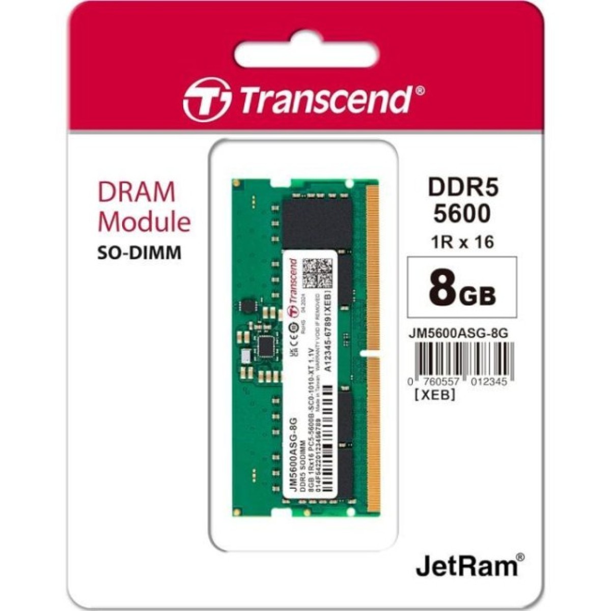 Модуль пам'яті для ноутбука SoDIMM DDR5 8GB 5600 MHz Transcend (JM5600ASG-8G) 98_98.jpg - фото 2