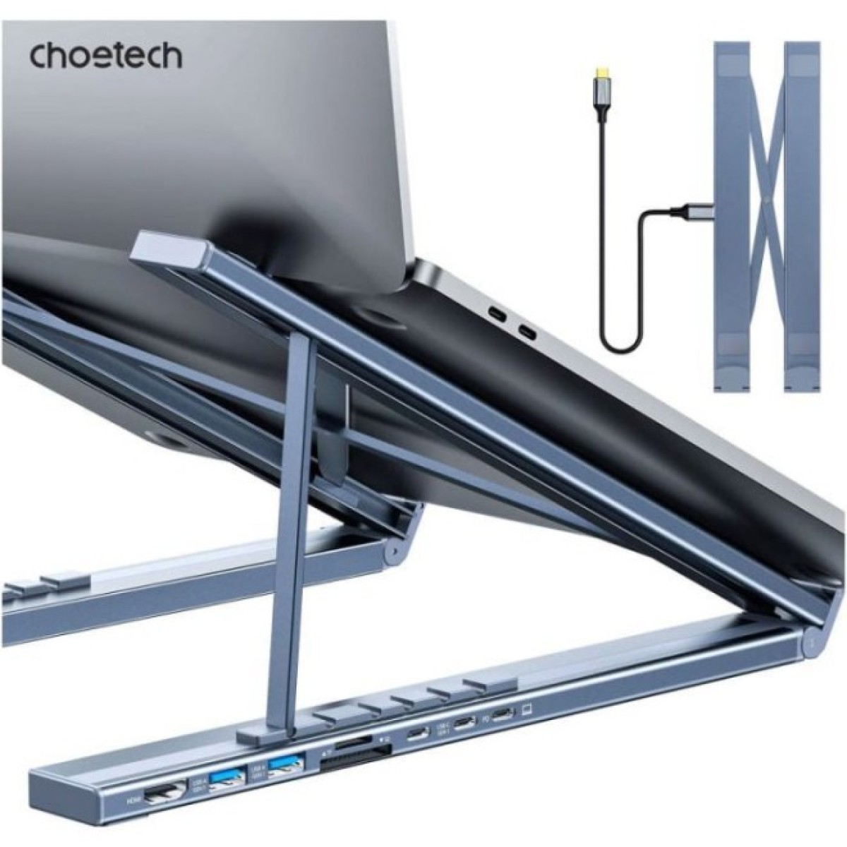 Док станция Choetech USB-C 7-in-1 (HDMI/PD/картридер/USB-A/USB-C) Docking Station (HUB-M48-GY) 98_98.jpg - фото 2