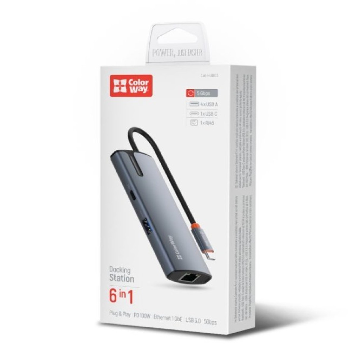 Док станция ColorWay Docking Station USB-C 6-в-1 Type C PD 100W/USB3.0х3/USB2.0/RJ45 (CW-HUB03) 98_98.jpg - фото 5