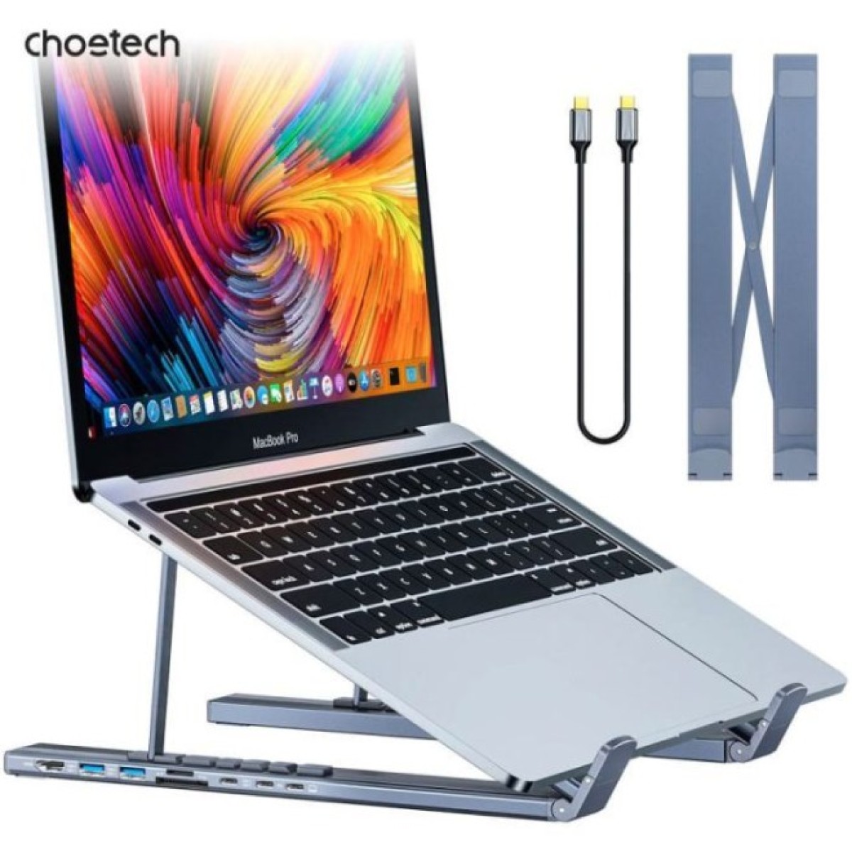 Док станция Choetech USB-C 7-in-1 (HDMI/PD/картридер/USB-A/USB-C) Docking Station (HUB-M48-GY) 98_98.jpg - фото 3