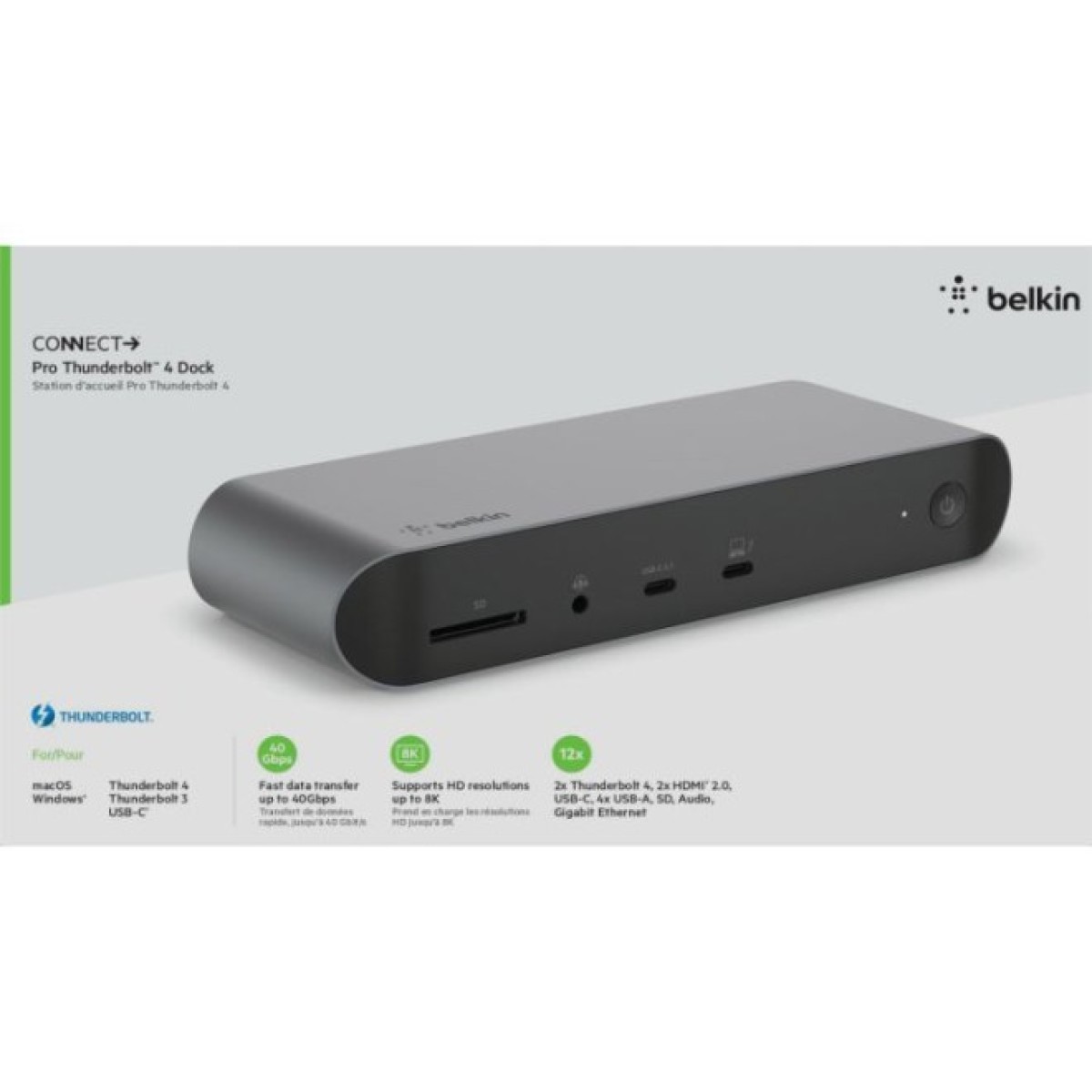 Док станция Belkin USB-C Pro Thunderbolt 4 Dock Triple Display Dock 8K (INC006VFSGY) 98_98.jpg - фото 4