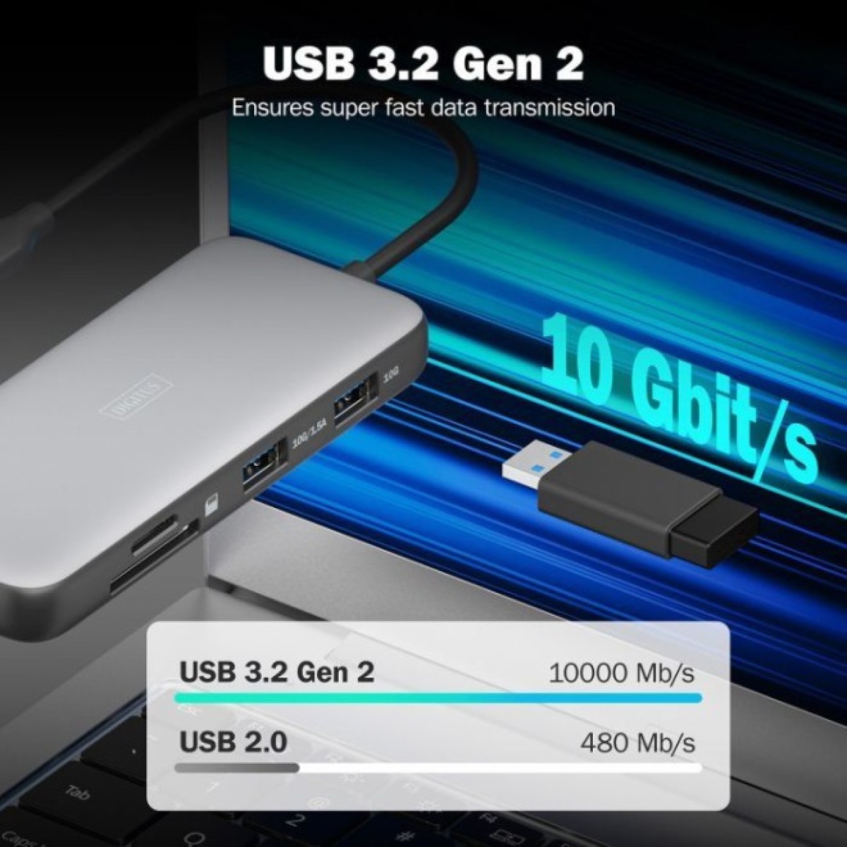 Док станція Digitus USB-C > 2xHDMI/2xUSB-A/USB-C/SD/MicroSD/RJ54 (DA-70915) 98_98.jpg - фото 6