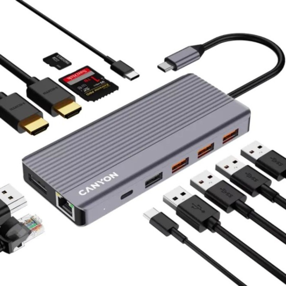 Док станция Canyon Docking Station DS-16 13 in 1 4k USB-C hub (CNS-TDS16) 98_98.jpg - фото 5