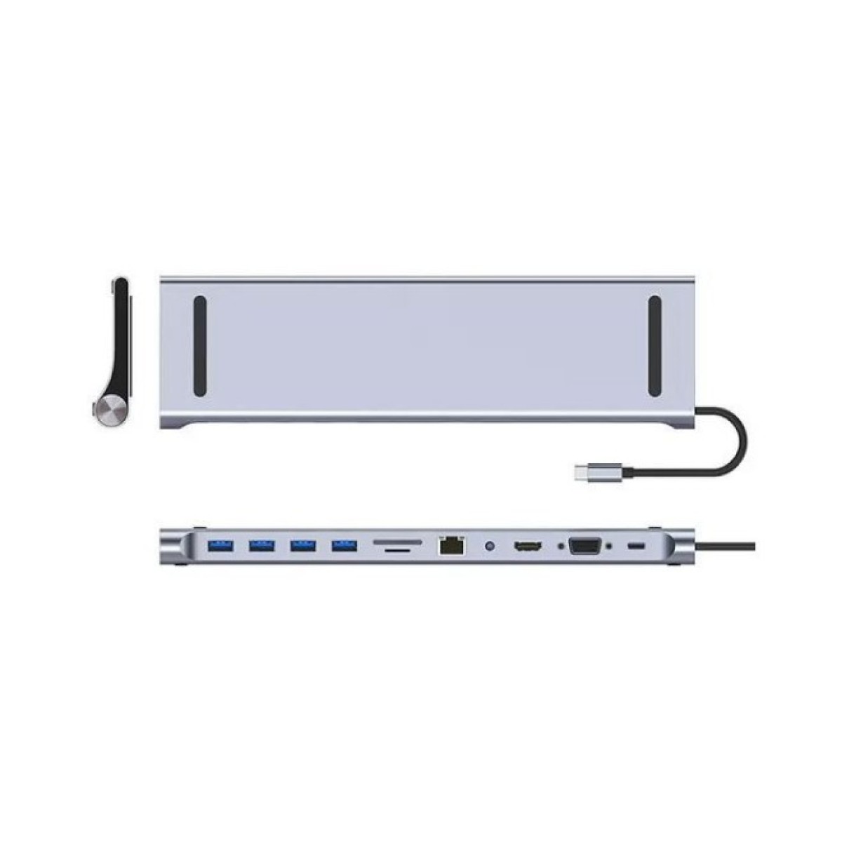 Док станція Dynamode 11-in-1 USB-C to HDTV 4K/30Hz, VGA, 1хUSB3.0, RJ45, Type-C PD, Audio, SD/MicroSD (BYL-2003) 98_98.jpg - фото 4
